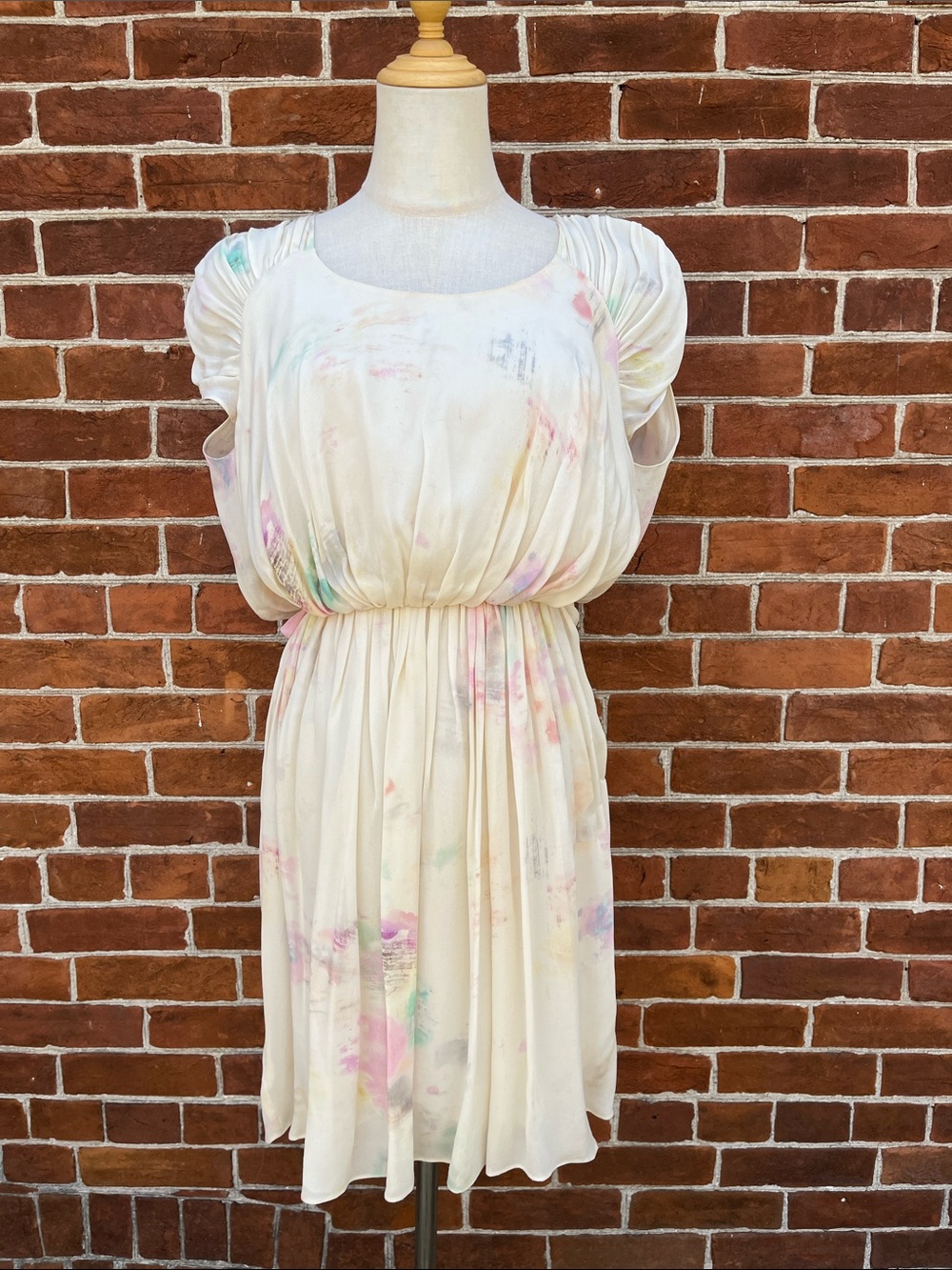 Mulberry Silk Mini Dress Cream With Pastel Floral Accents
